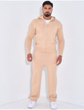 Ensemble côtelé pantalon et gilet à capuche zippé