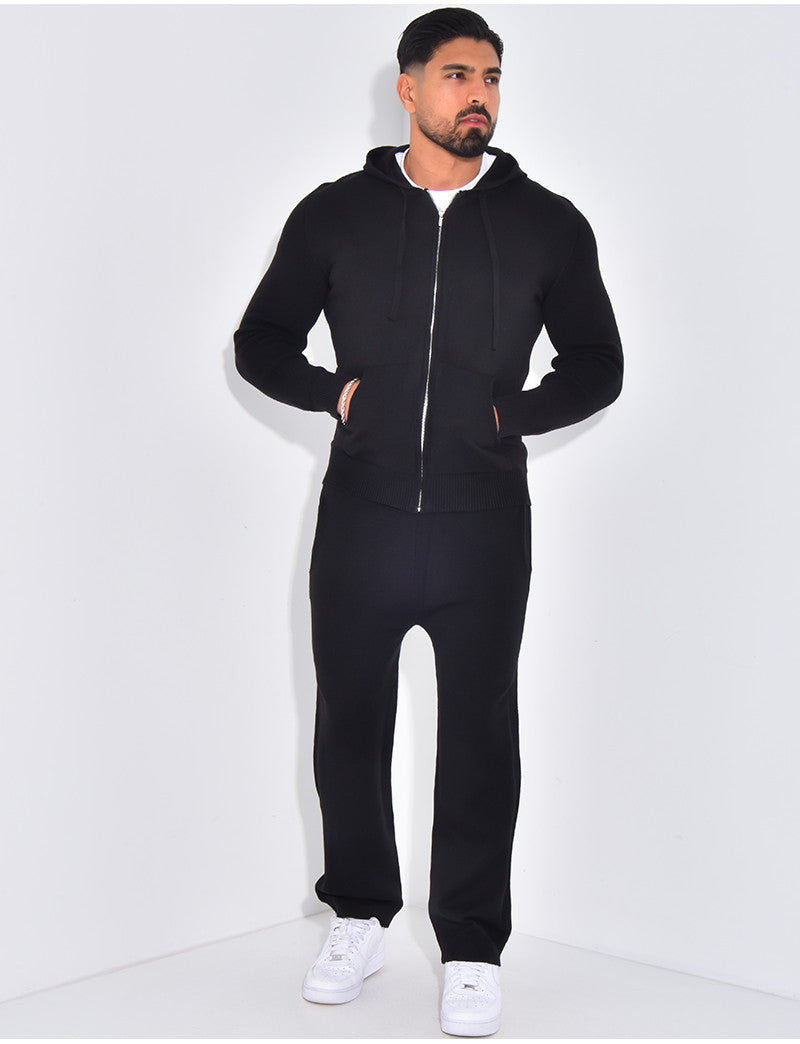 Ensemble côtelé pantalon et gilet à capuche zippé