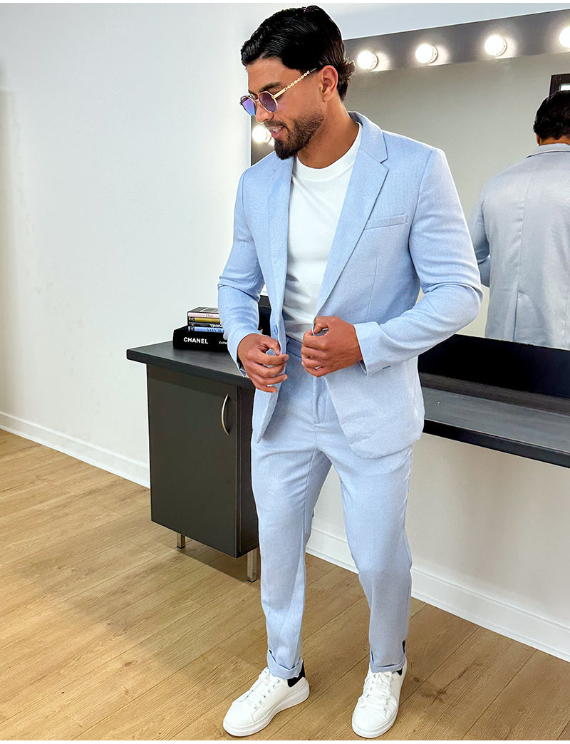 Ensemble de costume 2 pièce veste ceinturée et pantalon