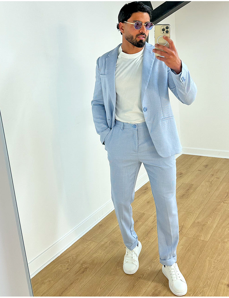 Ensemble de costume 2 pièce veste ceinturée et pantalon