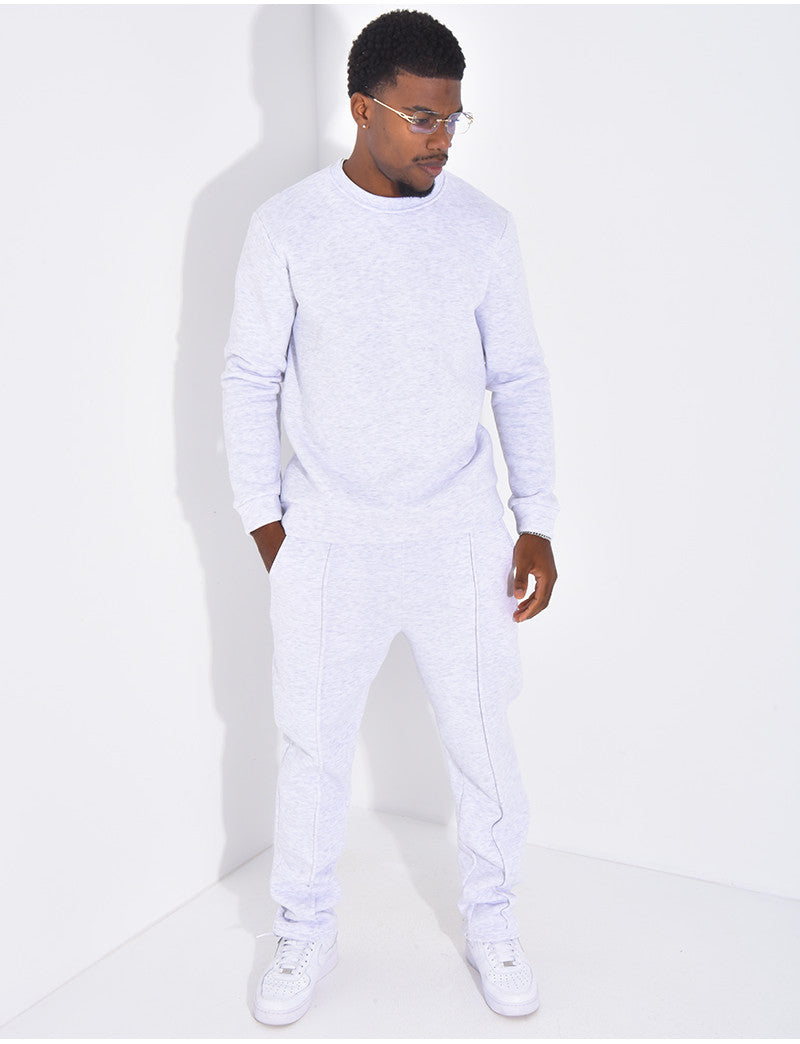 Ensemble de jogging pantalon à bande et sweat col rond