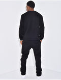 Ensemble de jogging pantalon à bande et sweat col rond