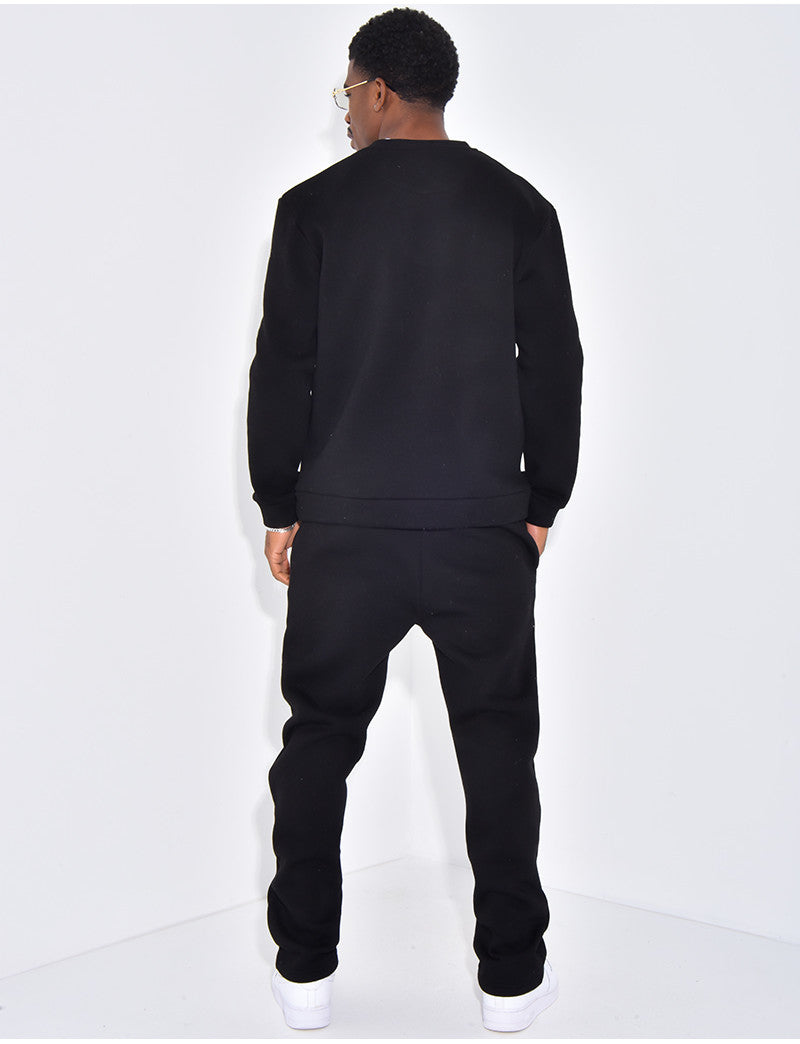 Ensemble de jogging pantalon à bande et sweat col rond