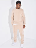 Ensemble de jogging pantalon à bande et sweat col rond