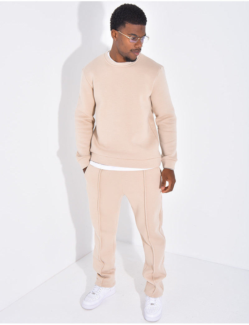 Ensemble de jogging pantalon à bande et sweat col rond
