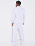 Ensemble de jogging pantalon à bande et sweat col rond