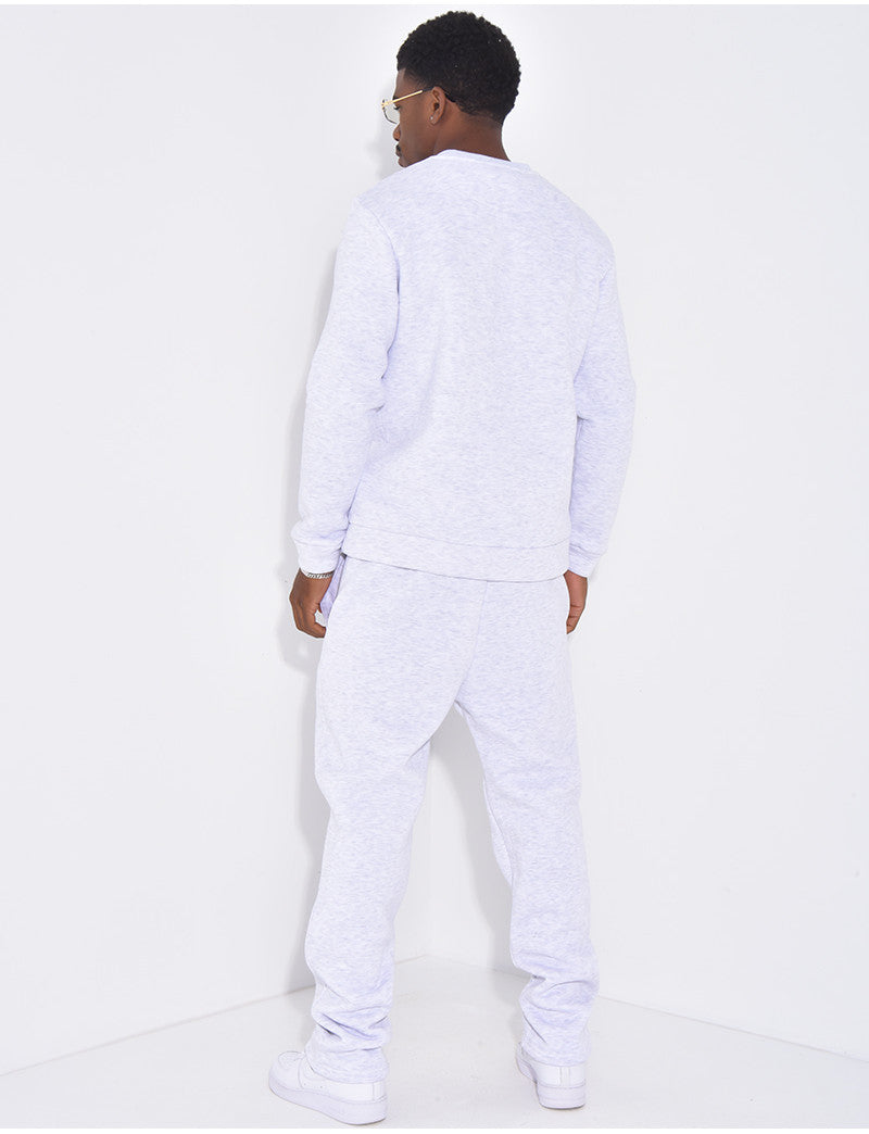 Ensemble de jogging pantalon à bande et sweat col rond