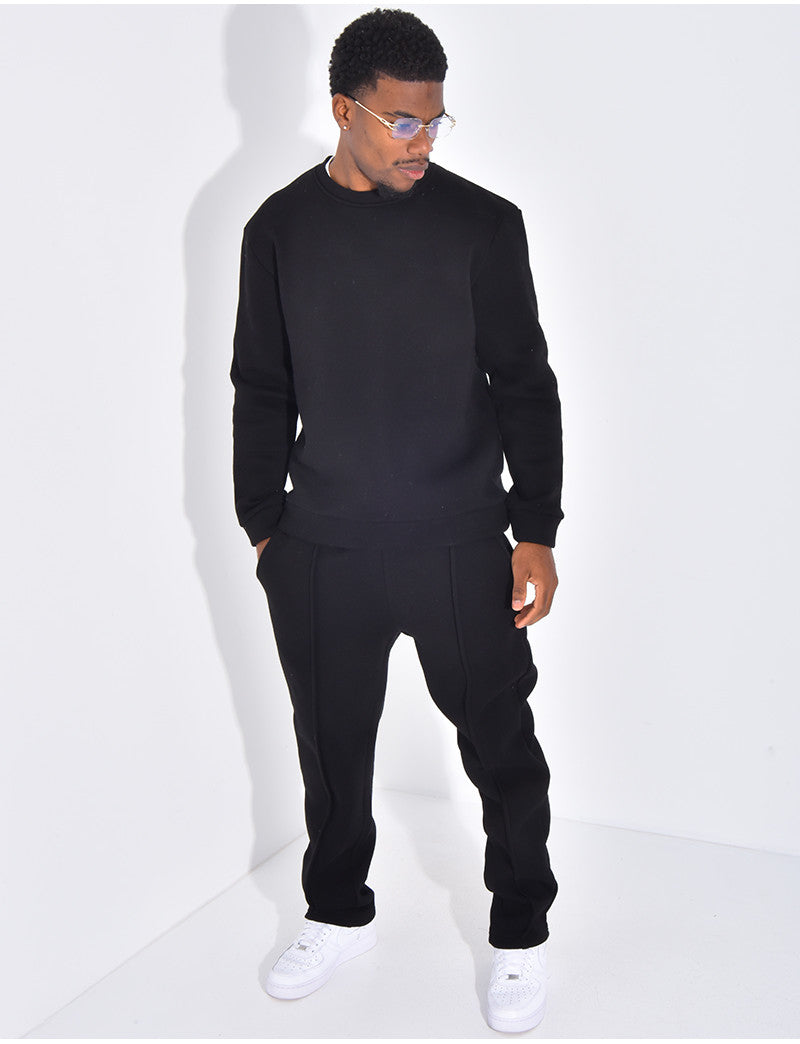 Ensemble de jogging pantalon à bande et sweat col rond