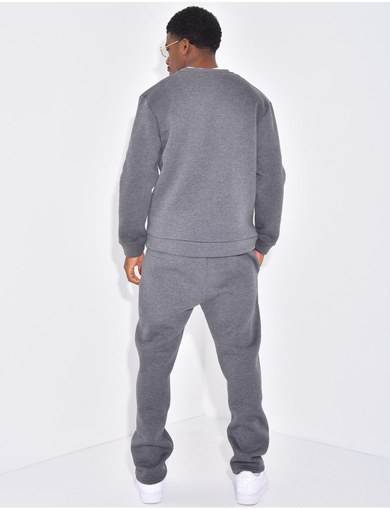 Ensemble de jogging pantalon à bande et sweat col rond
