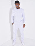 Ensemble de jogging pantalon à bande et sweat col rond