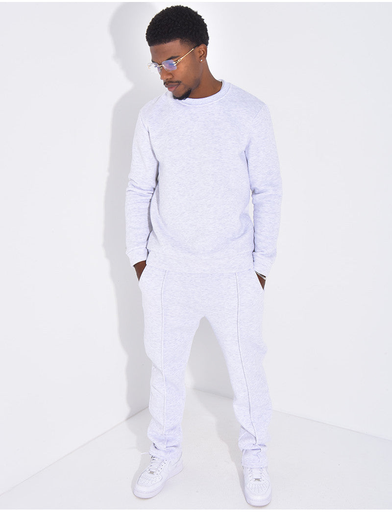 Ensemble de jogging pantalon à bande et sweat col rond