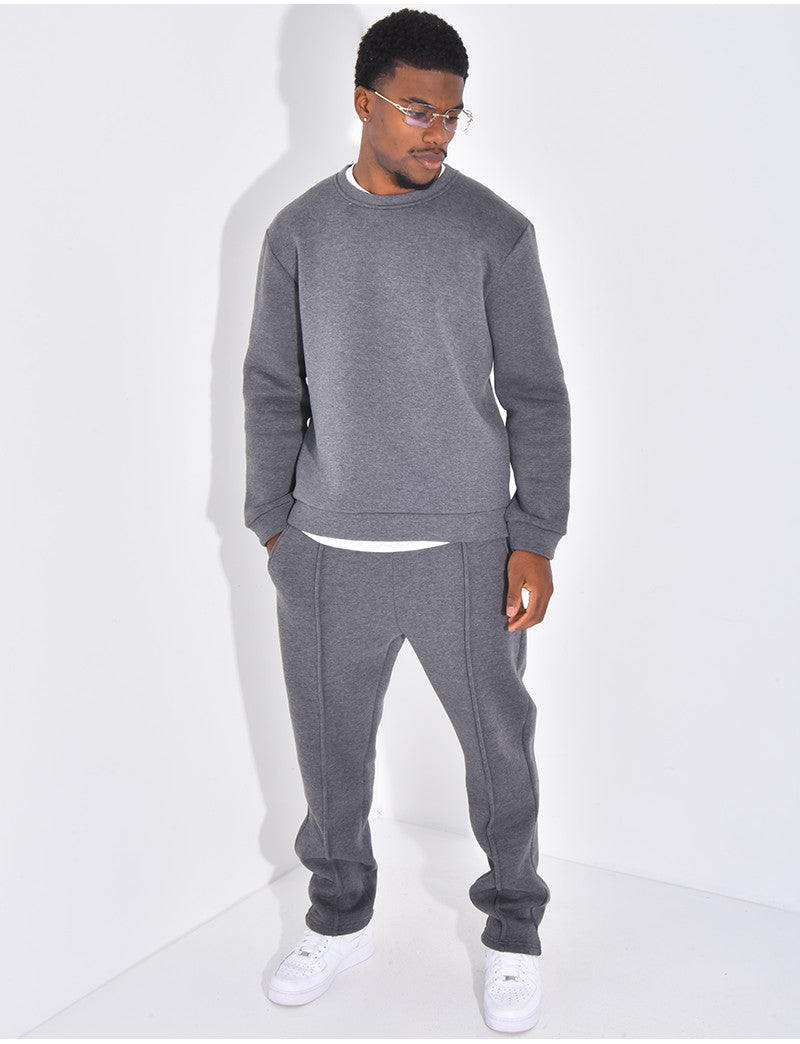 Ensemble de jogging pantalon à bande et sweat col rond