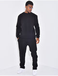 Ensemble de jogging pantalon à bande et sweat col rond