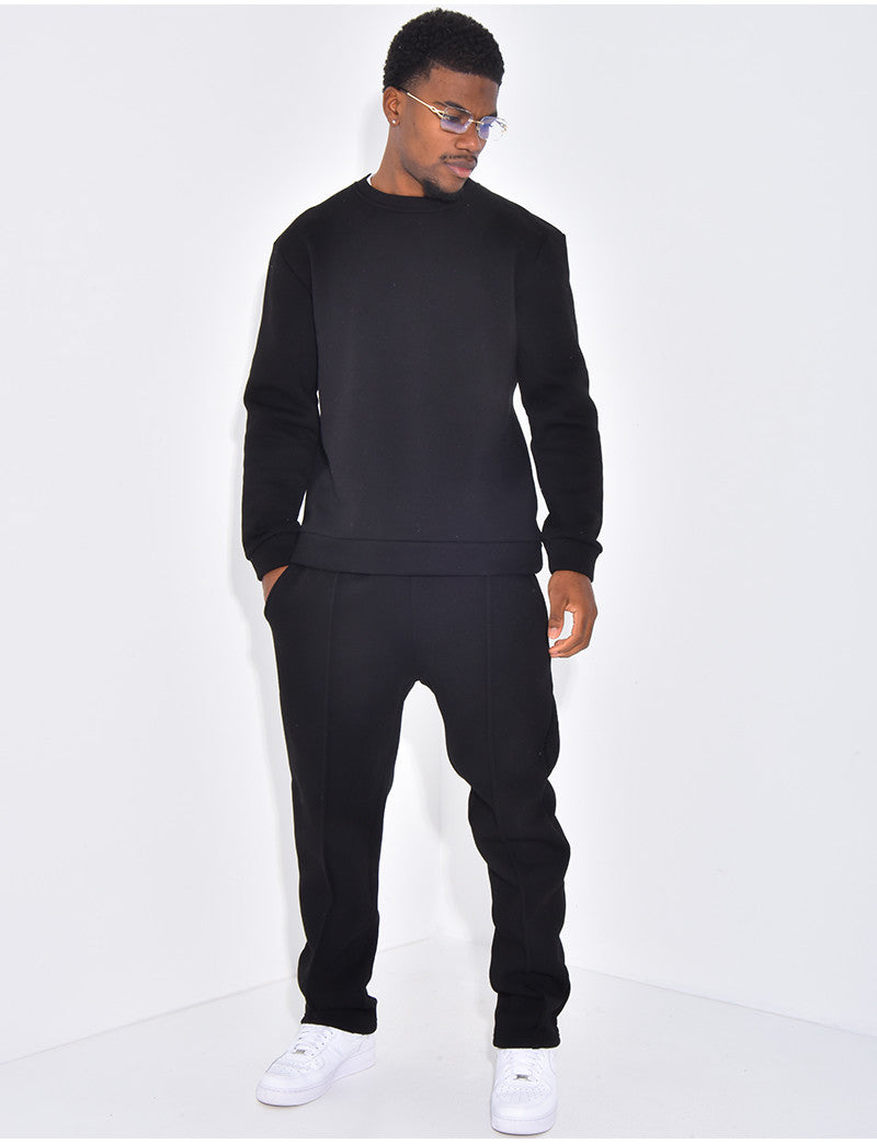 Ensemble de jogging pantalon à bande et sweat col rond