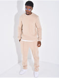 Ensemble de jogging pantalon à bande et sweat col rond