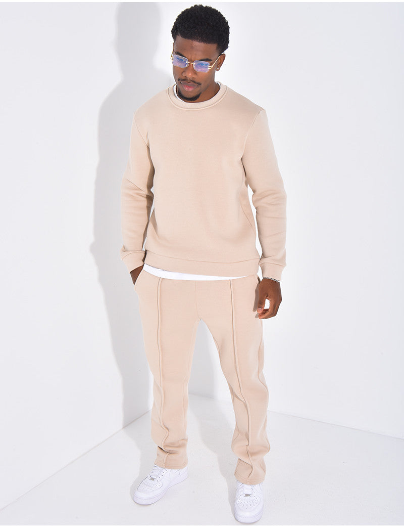 Ensemble de jogging pantalon à bande et sweat col rond