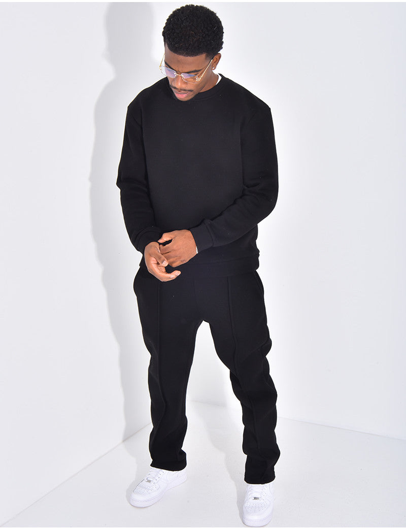 Ensemble de jogging pantalon à bande et sweat col rond