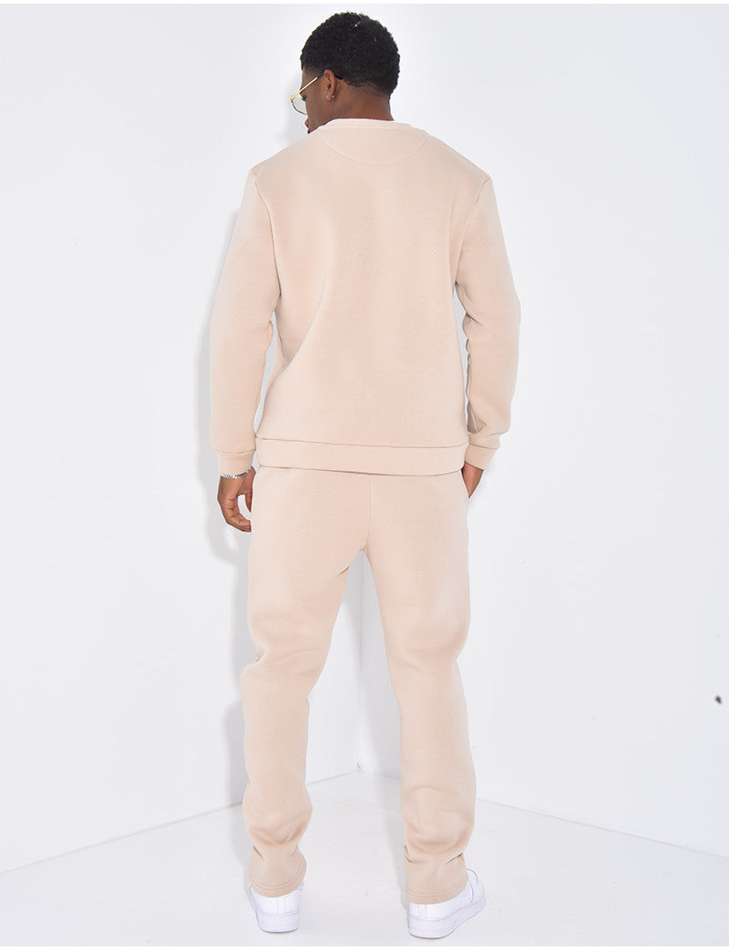 Ensemble de jogging pantalon à bande et sweat col rond