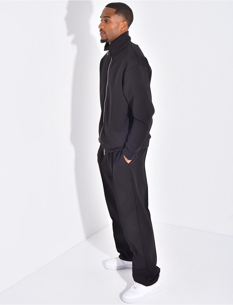 Ensemble de jogging pantalon à couture contrastante et veste