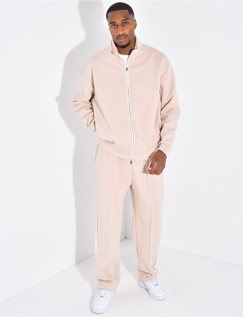 Ensemble de jogging pantalon à couture contrastante et veste
