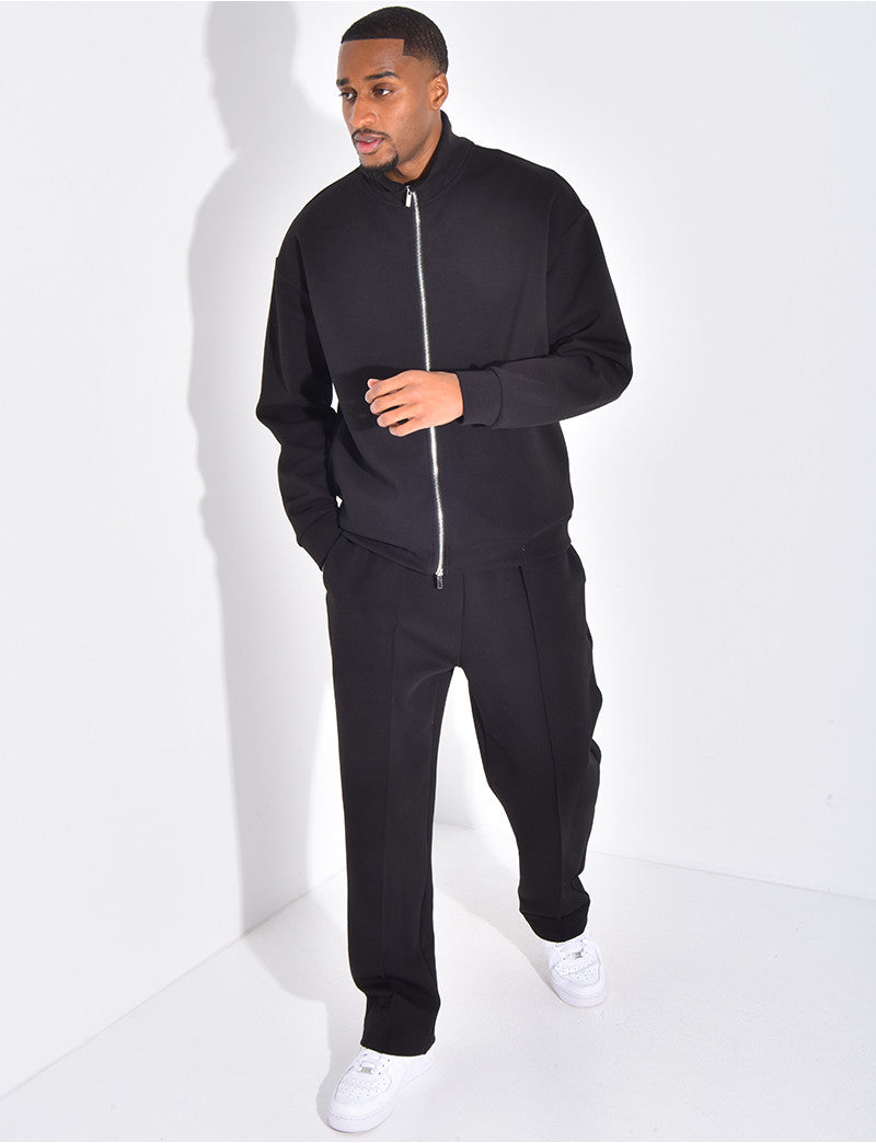 Ensemble de jogging pantalon à couture contrastante et veste
