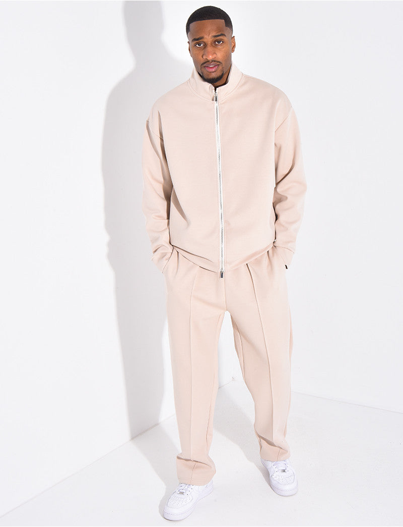 Ensemble de jogging pantalon à couture contrastante et veste