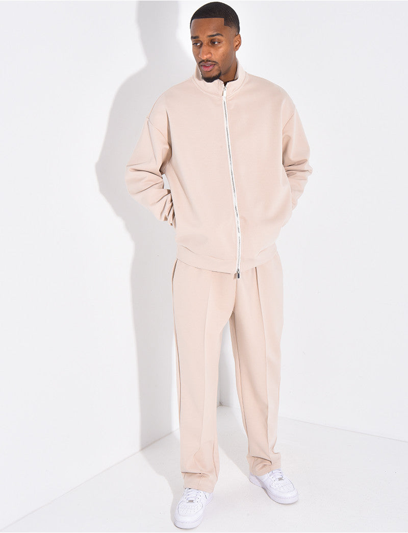 Ensemble de jogging pantalon à couture contrastante et veste