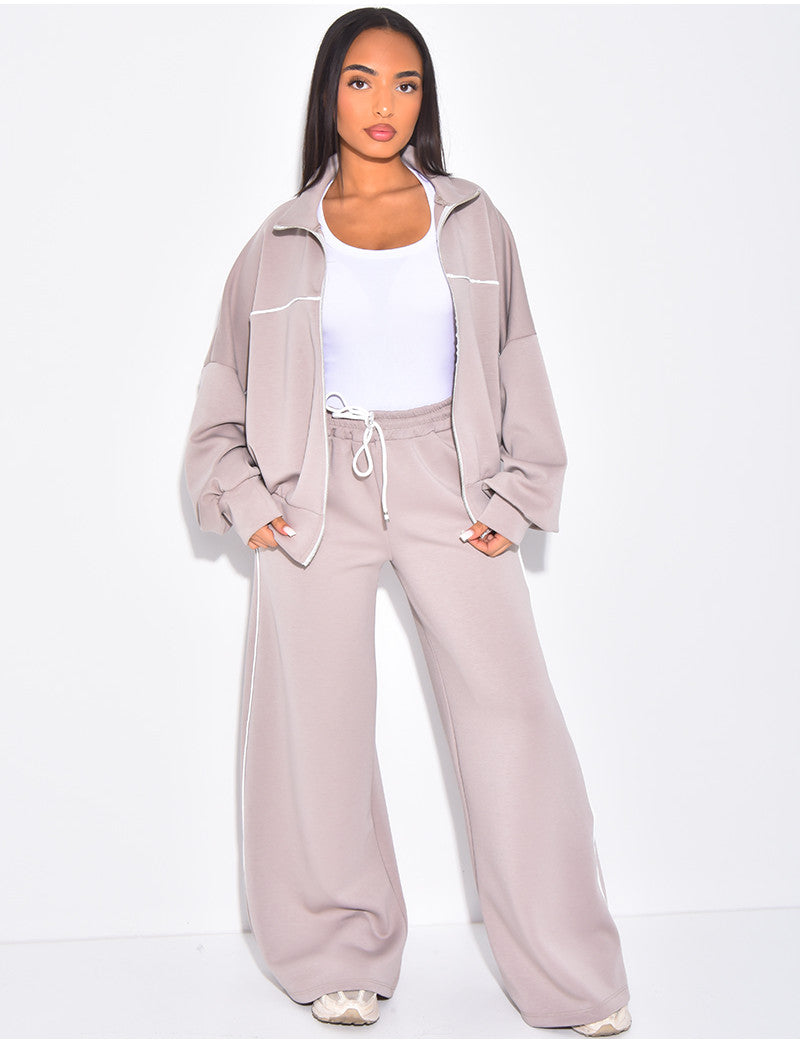 Ensemble de jogging pantalon et veste à coutures contrastantes
