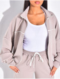 Ensemble de jogging pantalon et veste à coutures contrastantes