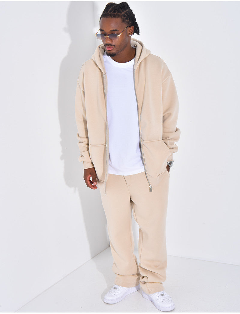 Ensemble de jogging uni pantalon et veste à capuche