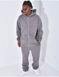 Ensemble de jogging uni pantalon et veste à capuche