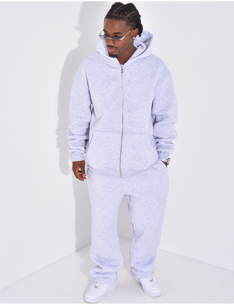Ensemble de jogging uni pantalon et veste à capuche