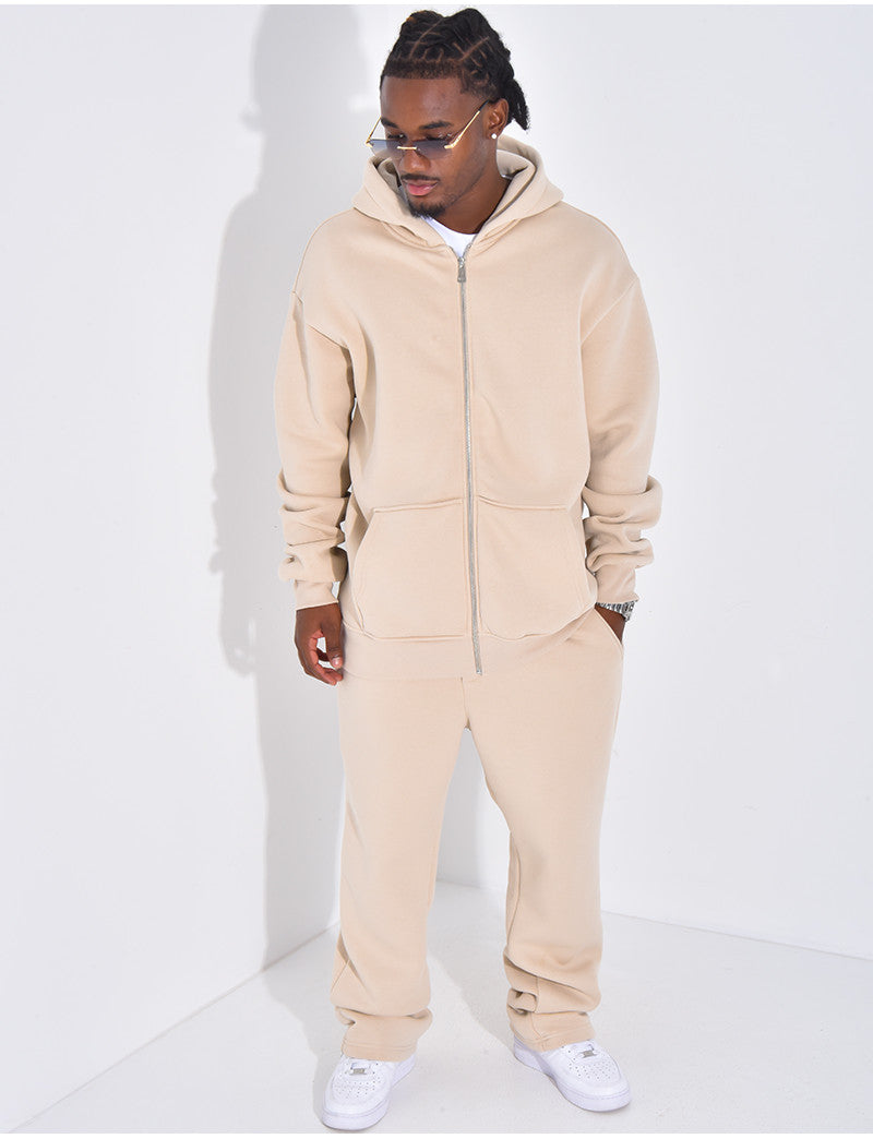 Ensemble de jogging uni pantalon et veste à capuche