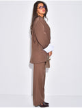 Ensemble 2 pièces blazer oversize et pantalon droit à rayures