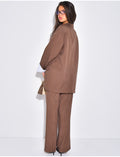 Ensemble 2 pièces blazer oversize et pantalon droit à rayures