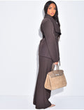 Ensemble blazer drapé à nouer et pantalon droit