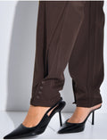 Ensemble tailleur 2 pièces blazer à ceinture en cuir et pantalon boutonné