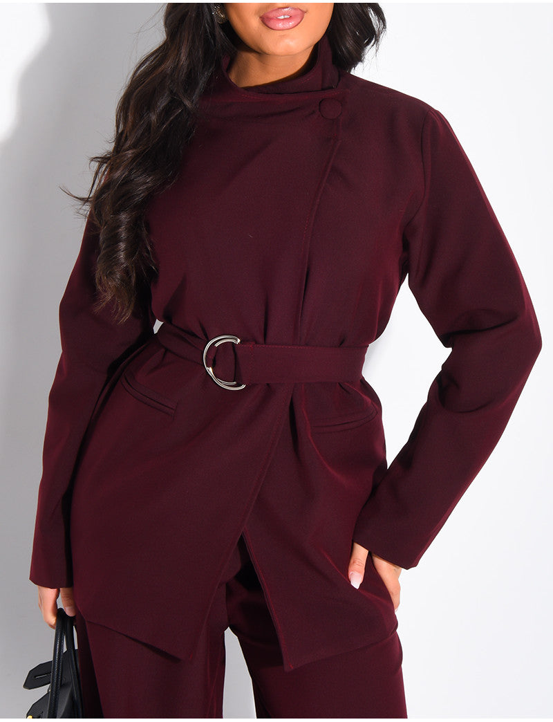 Ensemble de tailleur pantalon et blazer croisé à ceinture