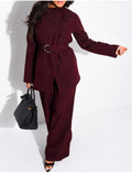 Ensemble de tailleur pantalon et blazer croisé à ceinture