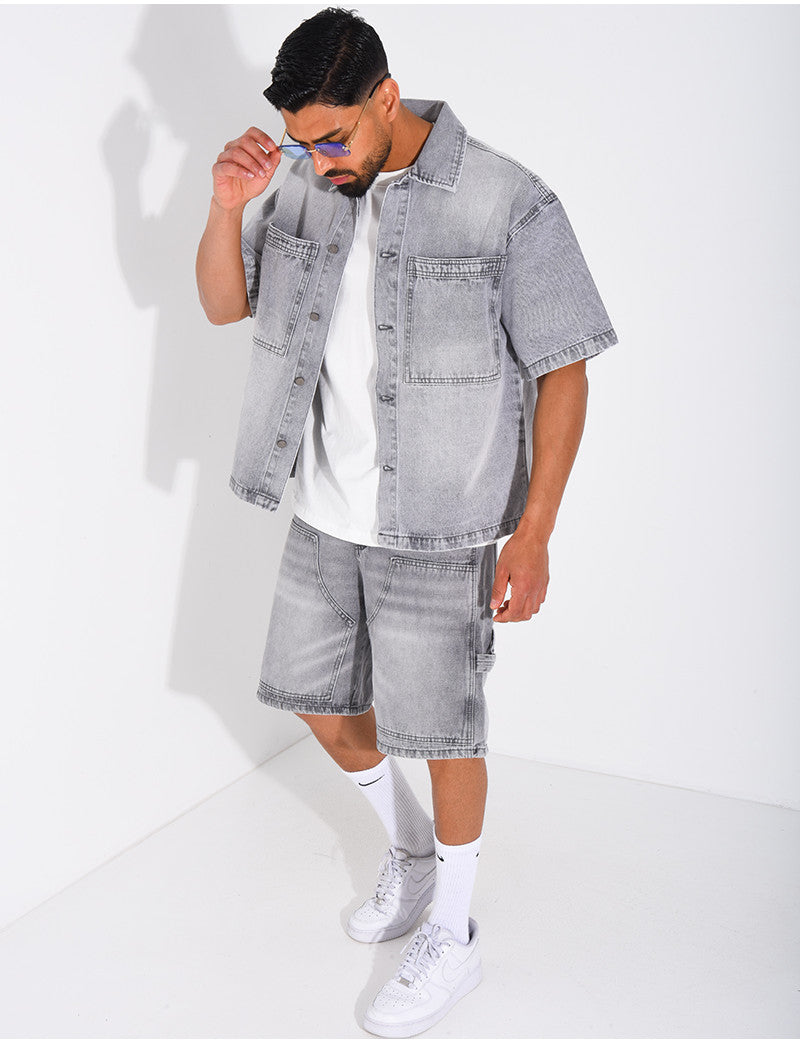 Ensemble en jeans short et chemise