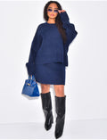 Ensemble 2 pièces pull court oversize et jupe en laine