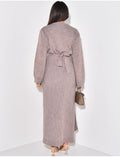 Ensemble pull long et jupe en laine à nouer