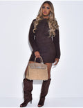 Ensemble en laine tout doux jupe courte et gilet bouffant