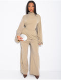 Ensemble pantalon et top effet lin à broderies