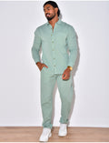 Ensemble en lin , chemise manches longues à poches et pantalon