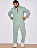 Ensemble en lin , chemise manches longues à poches et pantalon