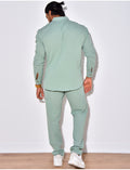 Ensemble en lin , chemise manches longues à poches et pantalon