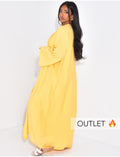Ensemble kimono et jupe drapé en lin