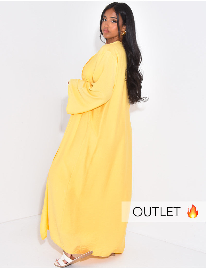 Ensemble kimono et jupe drapé en lin