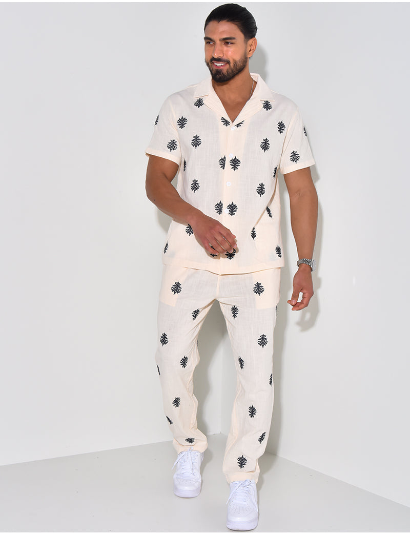Ensemble pantalon et chemise à motifs